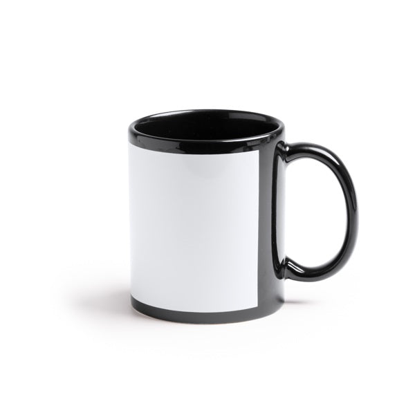 350ml Black Sublimation Mug With White Panel