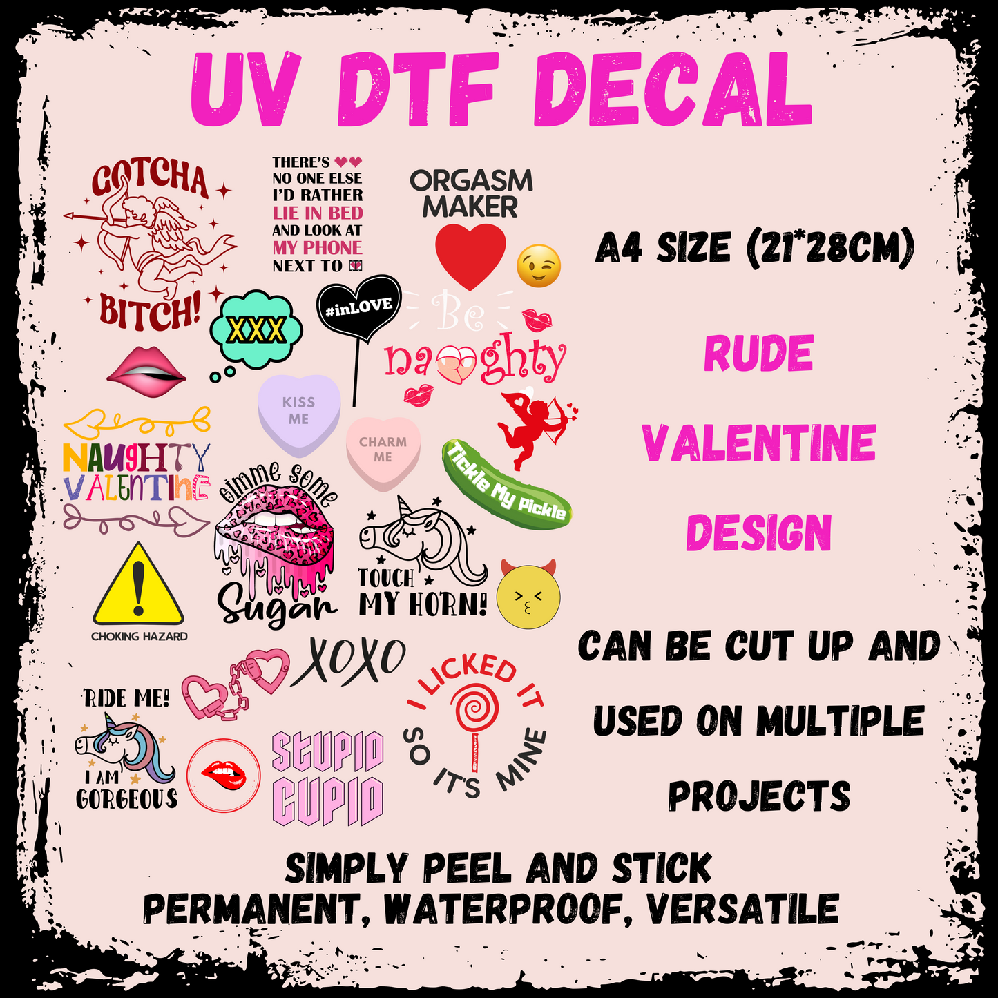 A4 UV DTF Valentine - Rude