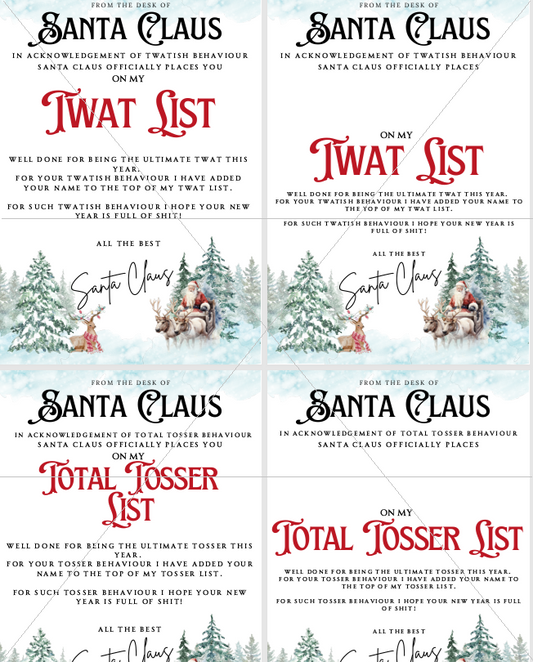 DIGITAL FILE - **RUDE-ADULT-NAUGHTY WORD** Letters & Certificates from Santa