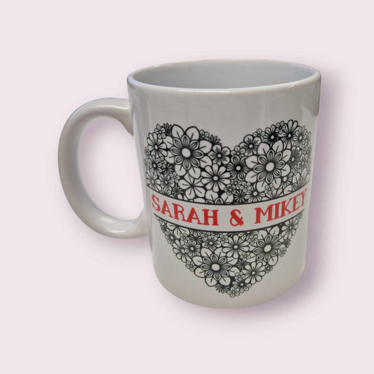 PERSONALISED Names In Love Heart Mug