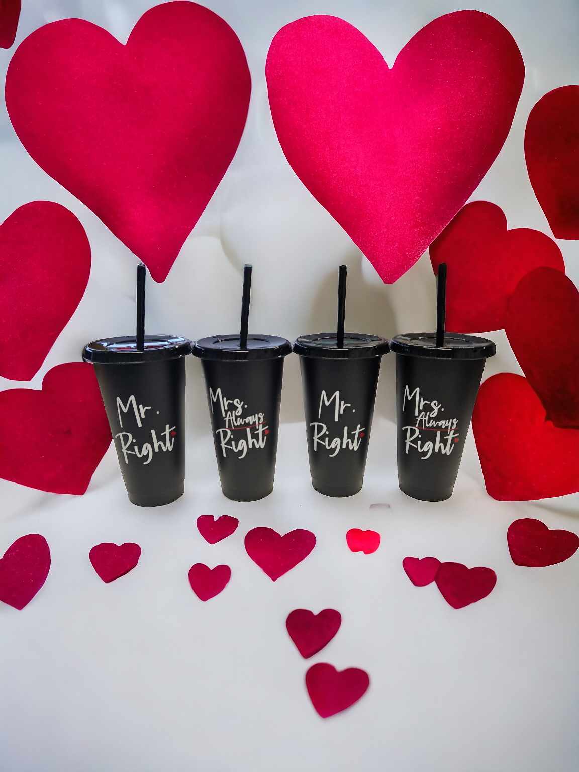 PERSONALISED Black Cold Cups - Mr Right Mrs Always Right