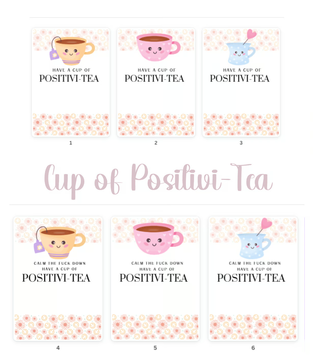 DIGITAL FILE - Positivi-Tea Backing Cards