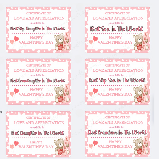 DIGITAL FILE - Children's Valentine Certificate