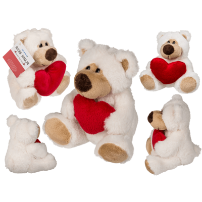 White Plush Bear With Blank Red Heart