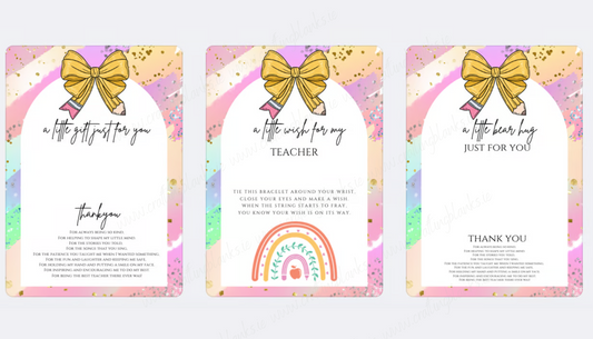 DIGITAL FILE - Teacher Thank You Backing Cards