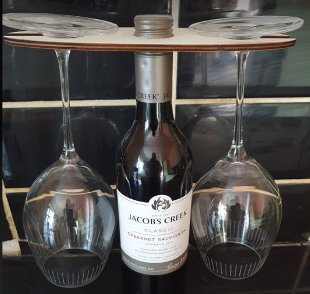 Wine bottle and glass holder