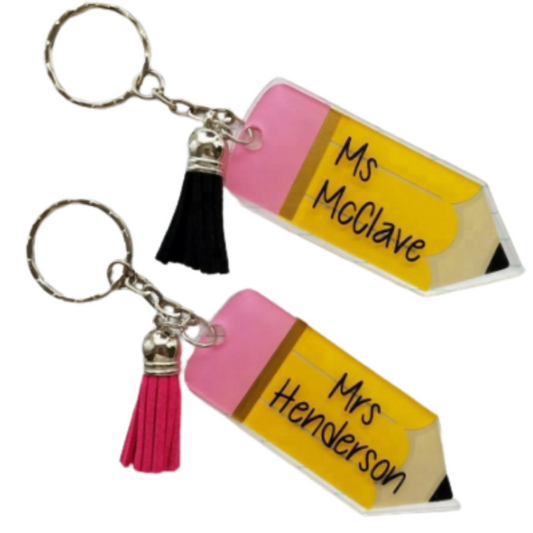 Pencil Shaped Acrylic Keyring (Blank)