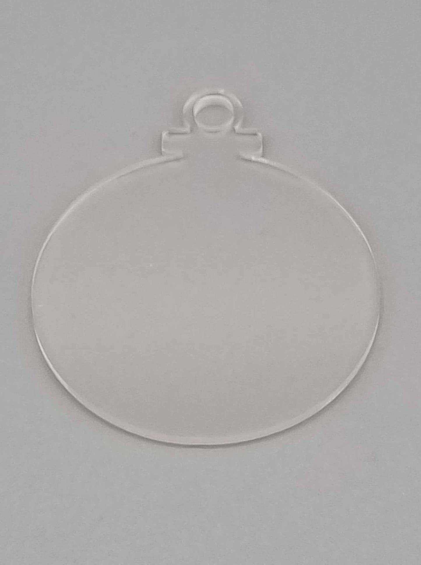 8cm Clear Flat Acrylic Bauble (Blank)